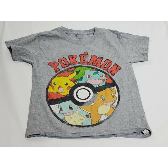 Pokemon Other - Pokemon Boys Gray Short Sleeve Pikachu Squirtle Charmander Tee  Small 6/7